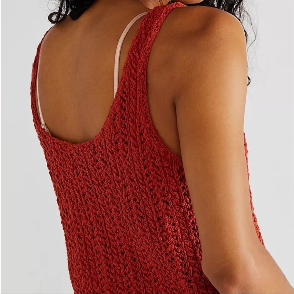 Free people knit crochet Vest Top in Rust - Picture 9 of 9